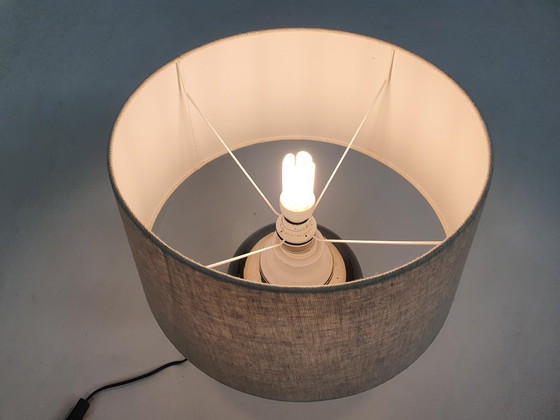 Image 1 of White and silver ceramic table light attrb. to Bitossi, Italy 1970's
