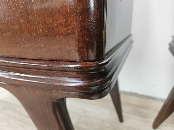 Image 1 of Art Deco nachtkastjes in mahoniehout met veren