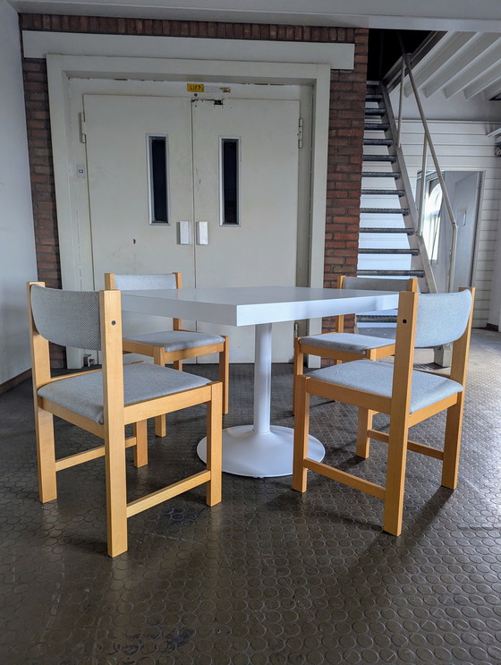 Image 1 of Vintage Dining Table With 4 Light Farstrup Chairs