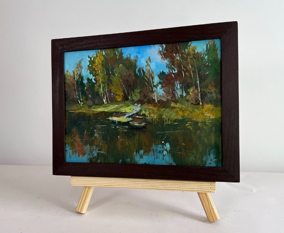 Image 1 of Original Oil Painting Coastal Forest Landscape Flowing among the trees