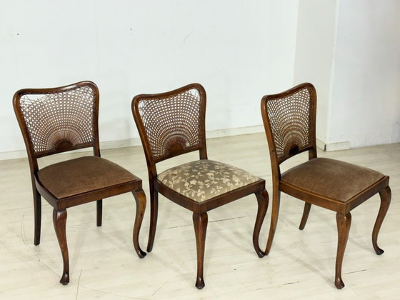Image 1 of Juego de 3 sillas Chippendale / Sillas de comedor antiguas – circa 1920