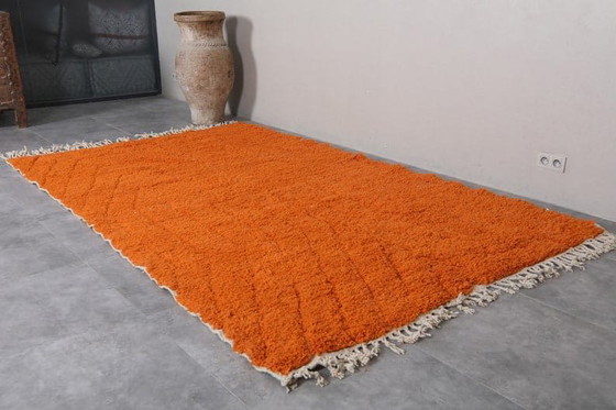 Image 1 of Alfombra tejida a mano de pura lana naranja, 2/3 m