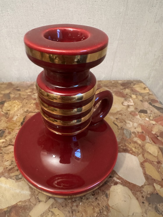 Image 1 of Bougeoir debut années 50 en céramique St-Clement Bordeaux Rehaussé d’ Or