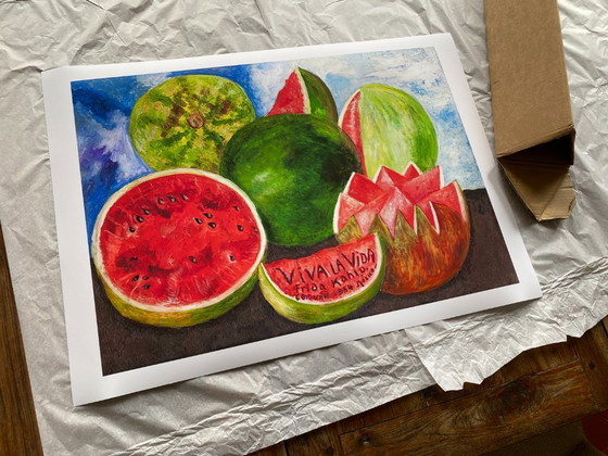 Image 1 of Viva La Vida - Ultimo dipinto dell'artista messicana Frida Kahlo - 1954 - Poster 50 × 70 cm