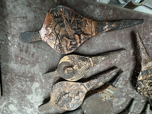 Lots 13 Antique wood and copper chimney bellows