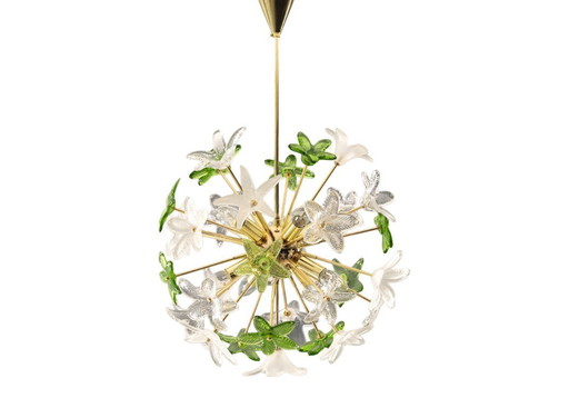 Sculptural Floral Glass Chandelier, Czechoslovakia, 1970s–1980s