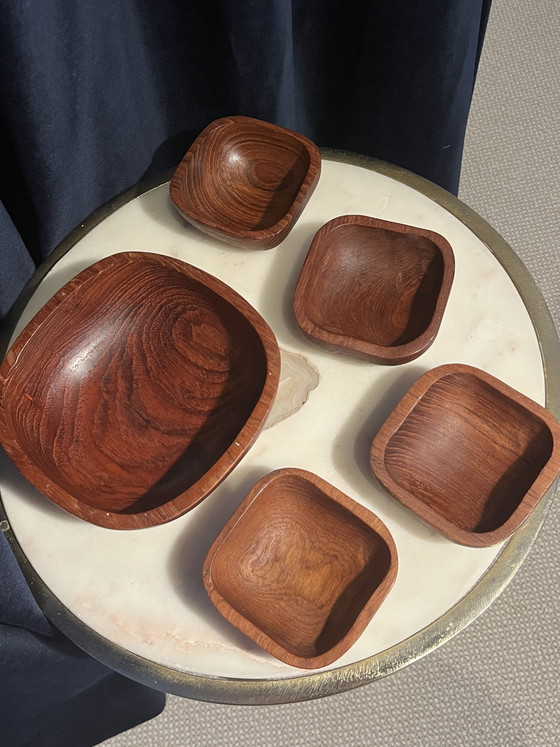 Image 1 of Vintage Teak jaren ‘60 Mid-Century Modern saladeset / borrelset