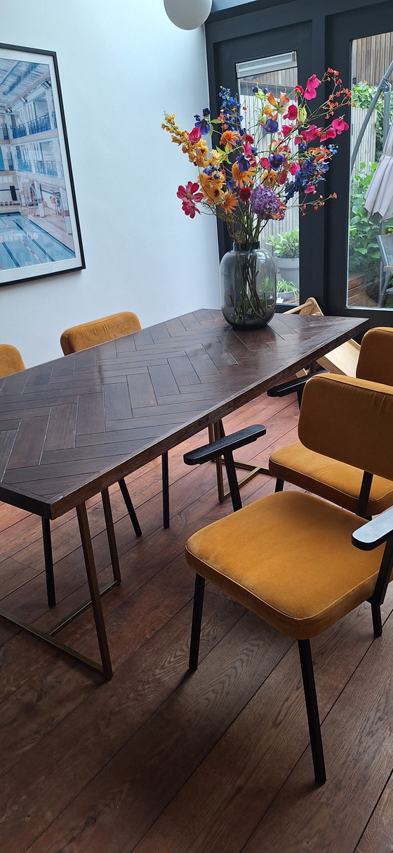 Image 1 of 4x Chaise Studio Henk Ode noir ocre jaune