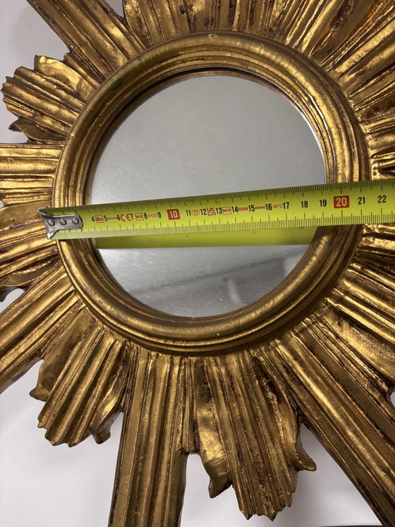 Miroir Sunburst Deknudt Mid-Century Original (60 Cm) – Glass, Wood (photo 9 of 10)