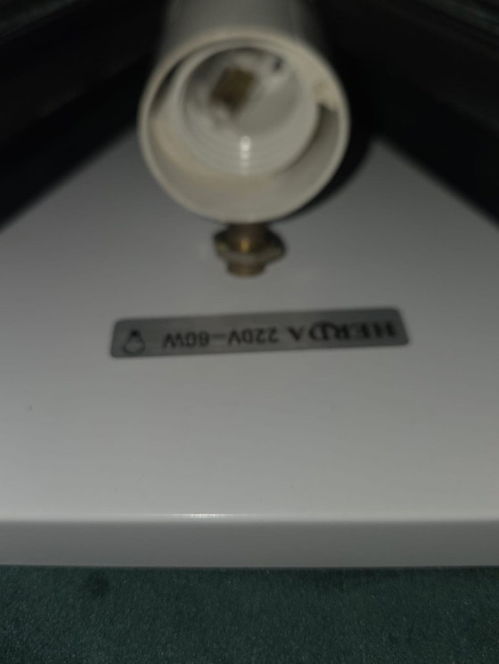 Image 1 of Set of 2 vintage triangular wall lamps – black/smoked glass – Herda design