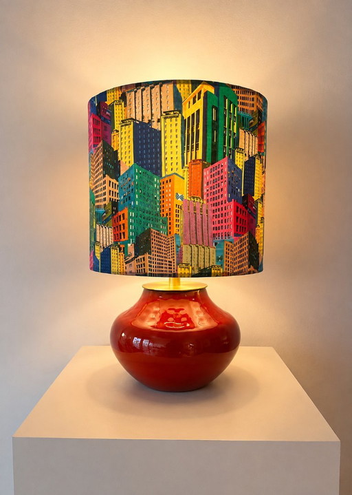 Draadloze vaaslamp - Bückeburg keramiek - bolvormige lamp | 36 cm – tafellampen, Brass