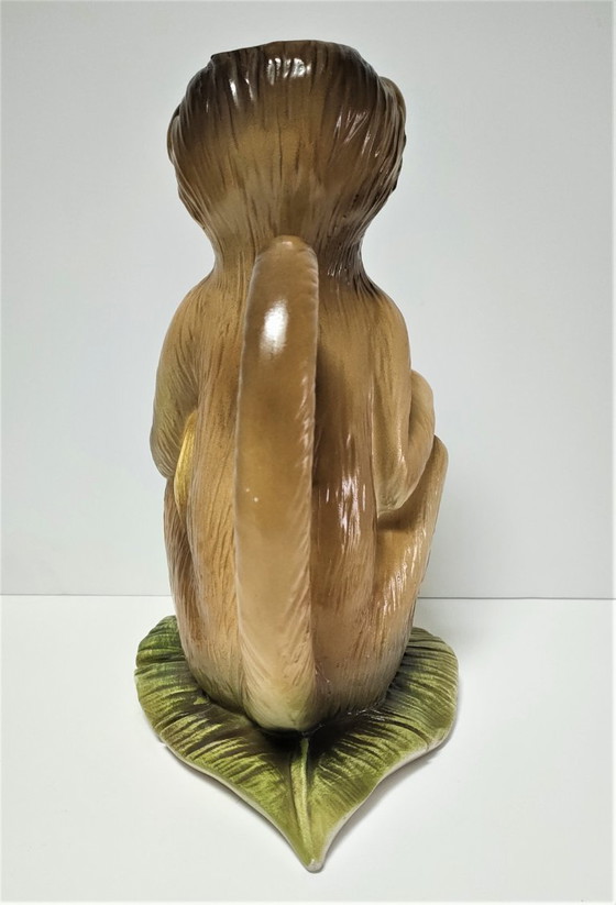 Image 1 of Keramische apenkan, beschilderd ontwerp uit de jaren 80