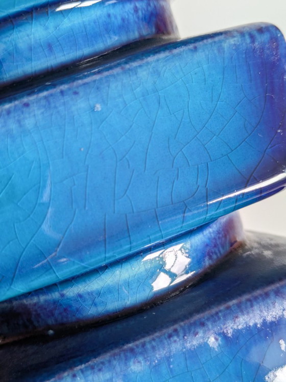 Cari Zalloni for Steuler Vase, Model 510, Space Age Ceramic Pillar, Cobalt & Turquoise (photo 9 of 16)