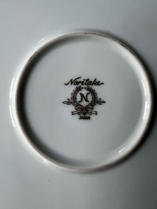 Plato de pared Noritake, 35,5 cm, motivo islandés, pintado a mano, borde dorado, década de 1970, artículo raro