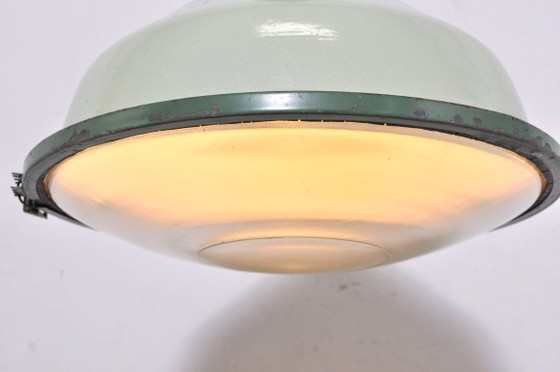 Vintage Enamel Lamp with Globe Glass, 1950s – Pendant lamps, Metal (photo 2 of 6)