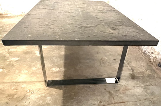 Image 1 of Studio Draenert oil shale slate stone brutalist coffee table 