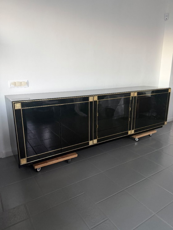 Pierre Cardin Sideboard With Brass Black Lacquered Shell Inlays, 1980 – Wood (photo 60 of 64)