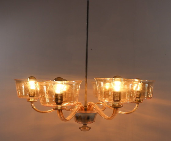Image 1 of Kroonluchter/plafondlamp van Paolo Venini, Murano, Italië, jaren 60