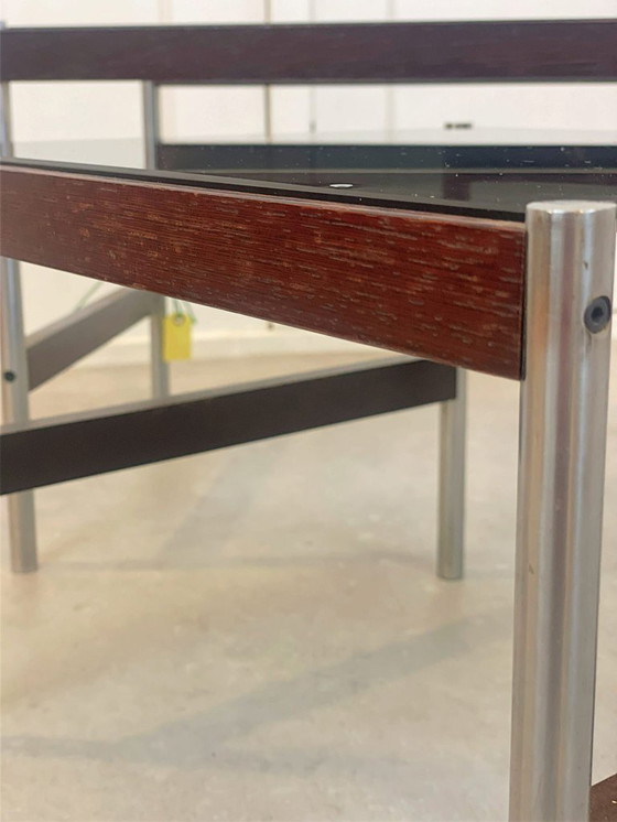 Image 1 of Ensemble de tables d'appoint vintage Thereca – chrome, palissandre et verre fumé