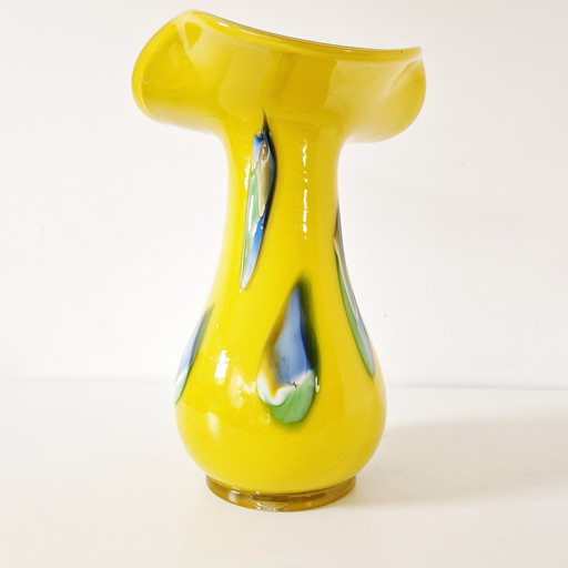 Goldan Talast Designvase, mundgeblasene Vase, gelbe Vase