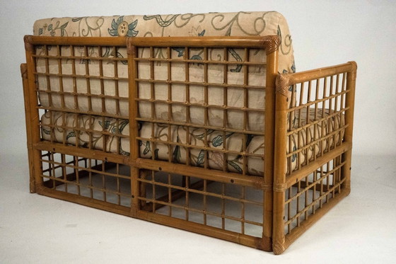 Image 1 of Loveseat italiano de mediados de siglo con un toque tropical chic de Vivai del Sud, ratán y bambú, década de 1960