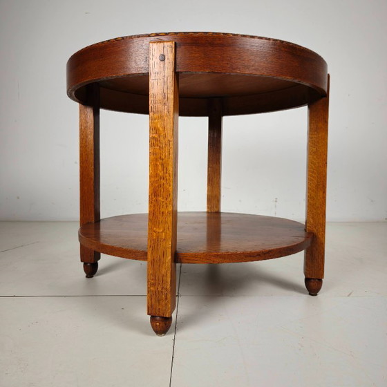 Amsterdamer Schule / Art-Deco-Beistelltisch mit eingelegtem Sternblatt, um 1920 – Beistelltische, Wood (photo 3 of 8)
