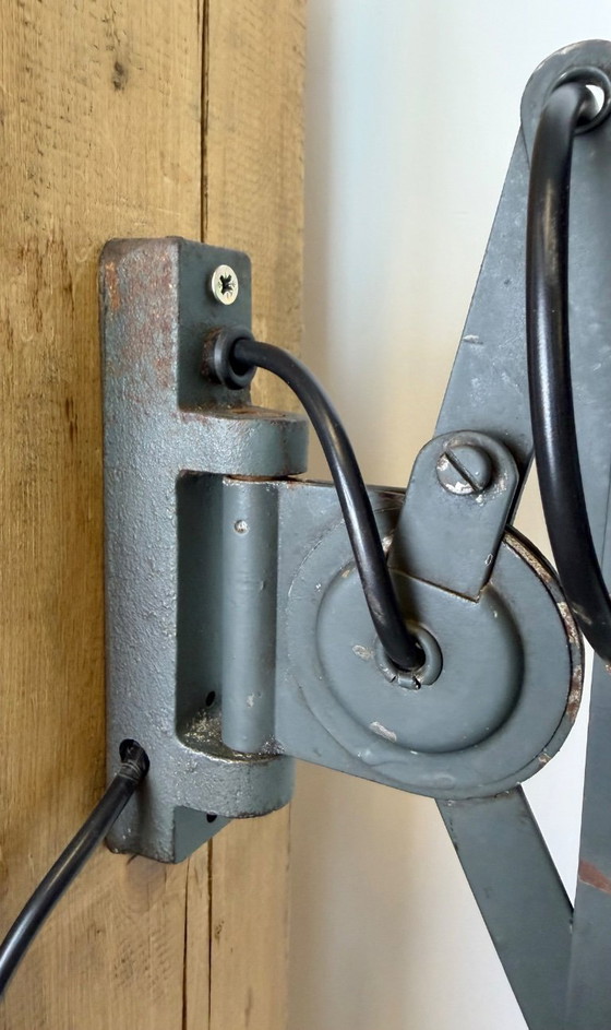 Image 1 of Industrial Black Enamel Scissor Wall Lamp, 1950s