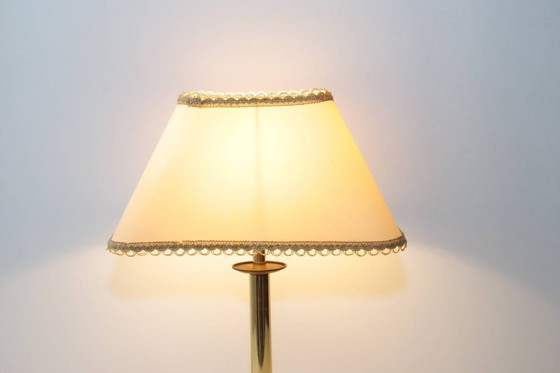Image 1 of Brass table lamp with fabric border, 43cm, 90s vintage