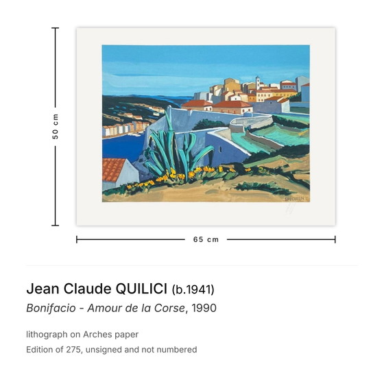 Image 1 of Jean Claude QUILICI Bonifacio - Amour de la Corse litho 1990