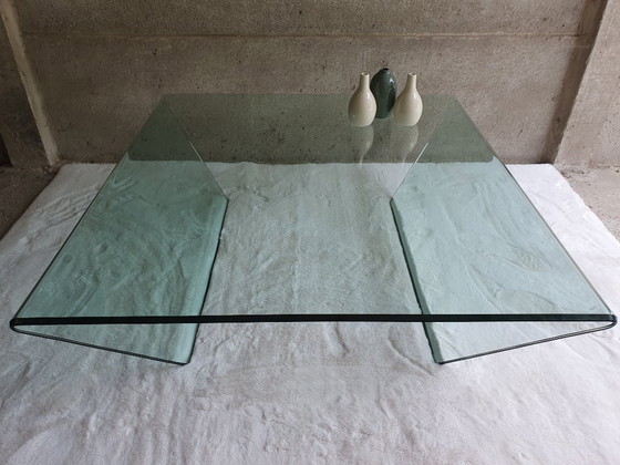 Image 1 of Salontafel van gehard glas - Italiaans minimalistisch ontwerp uit de jaren 1980