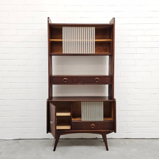 Vintage wall cupboard sideboard with glass doors