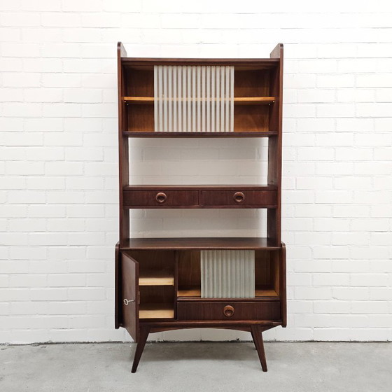 Image 1 of Vintage wall cupboard sideboard with glass doors