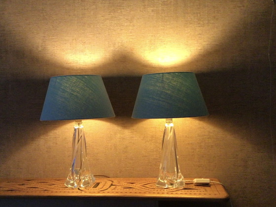 Image 1 of Pair of vintage Val Saint Lambert Cristal table lamps