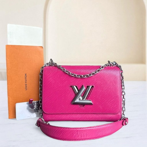 LOUIS VUITTON TWIST MEDIUM MM - CUIR ÉPI ROSE FERMOIR ARGENTÉ