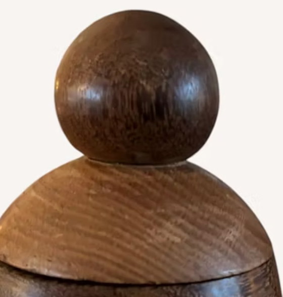 Image 1 of Large vintage wooden pot with round cap