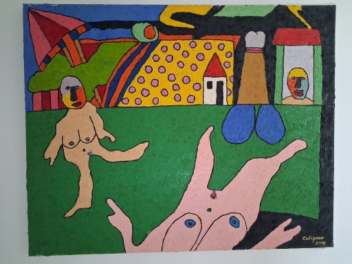 Diptiek Colignon 2 Olieverfschilderijen – schilderijen tekeningen, Canvas (photo 2 of 5)
