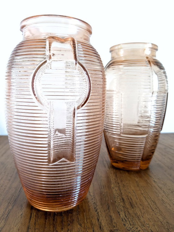 Image 1 of Pair of Art Deco molded glass vases