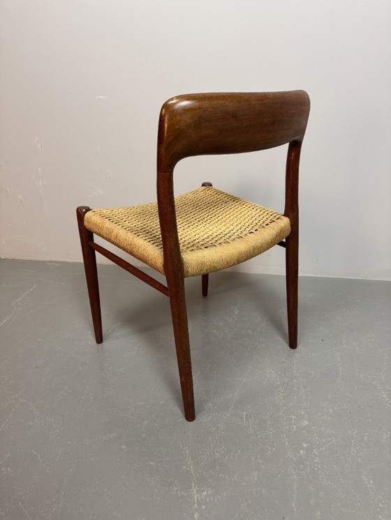 Image 1 of Set of 4 Niels Otto Moller High Quality Dining Chairs with Papercord Upholstery, Model 75. Denmark, 1960s.