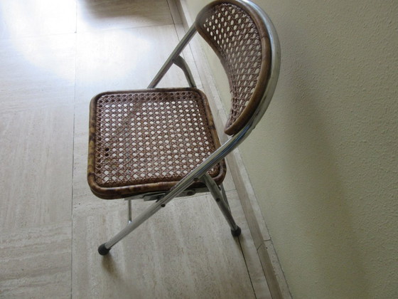 Image 1 of Child's chair chrome bamboo/rattan vintage modernist 70's