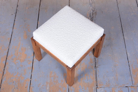 Sgabello Art Déco restaurato, di Krásná Jizba, Rovere, Rivestito, Ceco, anni '30, Poggiapiedi e pouf, Legno (foto 5 di 8)