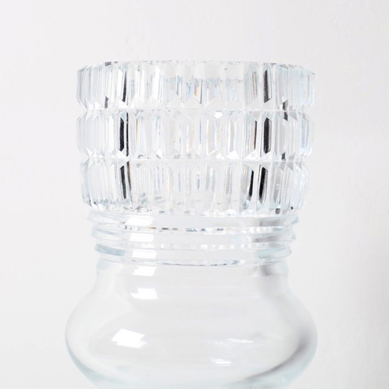 Image 1 of Mid-century Large Vase / Vintage Tall and Solid Clear Crystal Glass Vase / Florence / Italy / 1960s