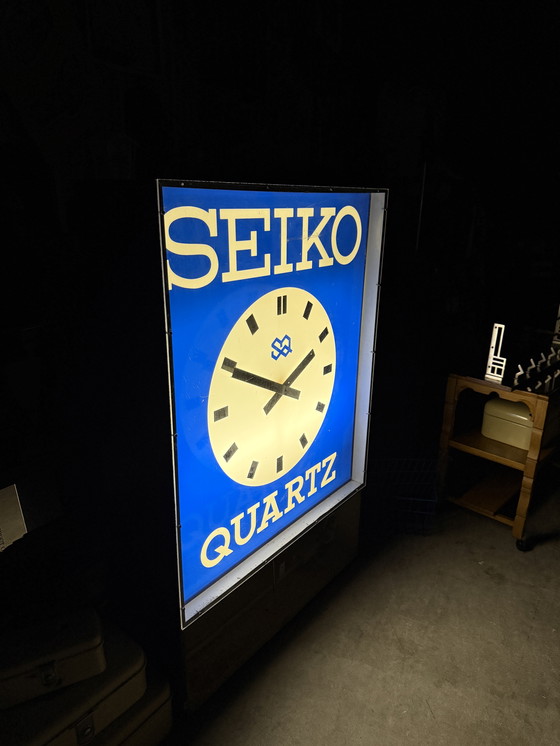 Image 1 of Caja de luz grande Seiko con letrero de tienda de reloj eléctrico