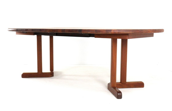 Image 1 of Tavolo da pranzo rotondo allungabile Dyrlund 2x vintage in teak massiccio