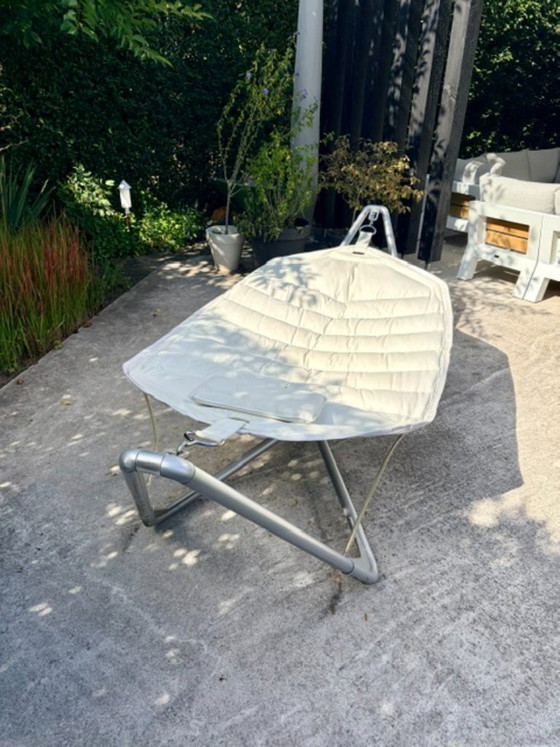 Hangmat met aluminium standaard en dik gewatteerd kussen – Ligbed tuin, Polyester (photo 5 of 29)