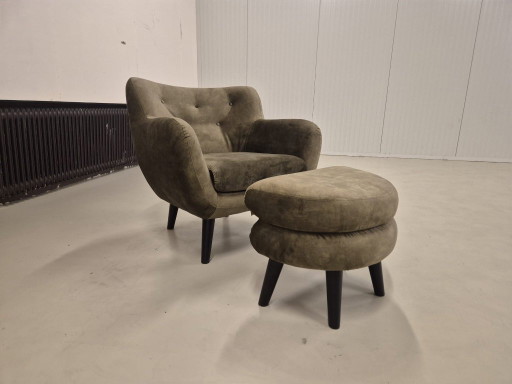 50 % DE RÉDUCTION EN MAGASIN D'EXPOSITION - Fauteuil George + Repose-pieds - Vert