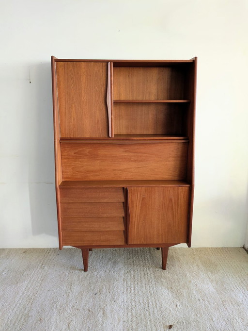 Vintage Teakhouten Highboard, Buffetkast Jaren '60