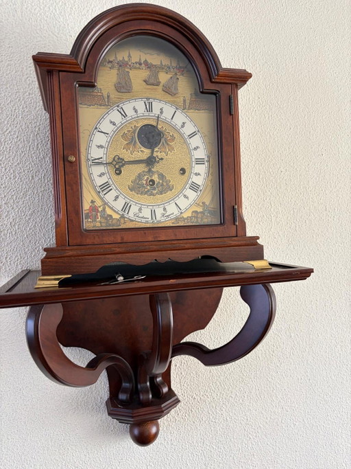 Horloge de table Christiaan Huygens (modèle 1403) + console murale et reçu d'achat (2000) – klokken, Metal, Wood