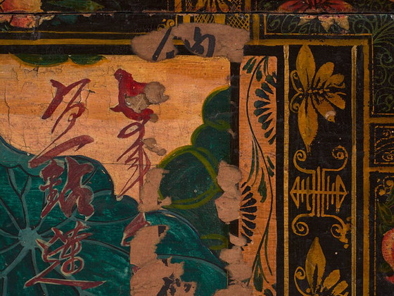Baule cinese antico dipinto in legno di pino con bambino e carpa – Cina, circa 1920 – Armadi contenitori (photo 25 of 40)