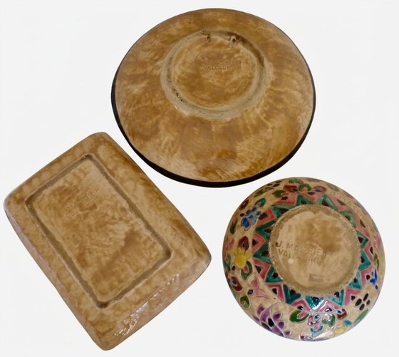 Rare Vallauris Ceramic Set, J. Massier - Cloisonné Art Deco, J. Massier (Vallauris), Decoration, Beige (photo 7 of 8)