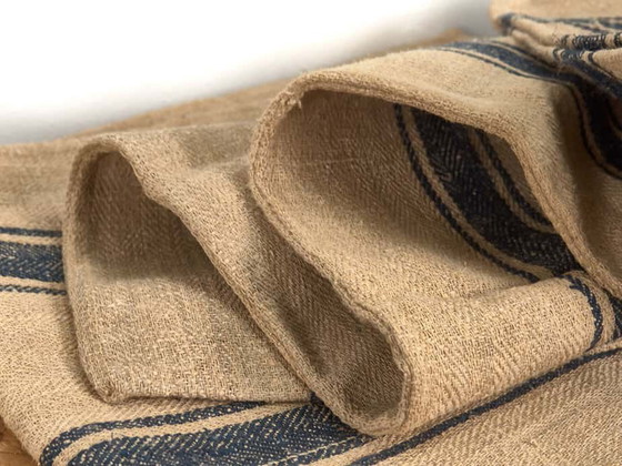 Antique linen cushion with cobalt blue stripes - Dimensiones: 50x50-2, Pillows, Rustic (photo 3 of 7)